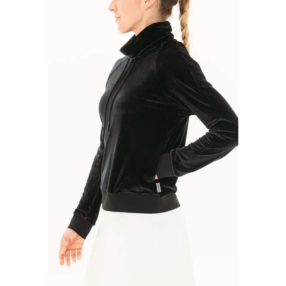 Foray Golf Sweatshirt Womens XL Black Velour‎ Velvet Funnel Neck Activewear
